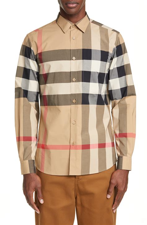 burberry print mens shirt|burberry button up shirt.